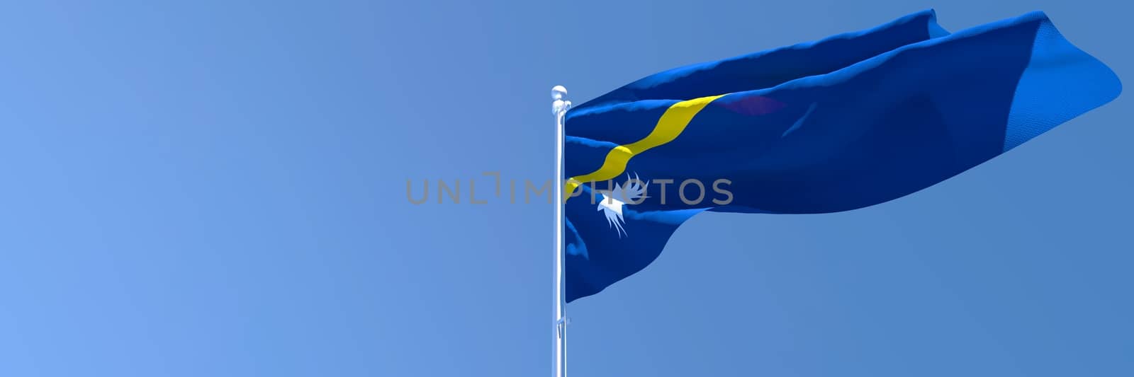 3D rendering of the national flag of Nauru waving in the wind by butenkow