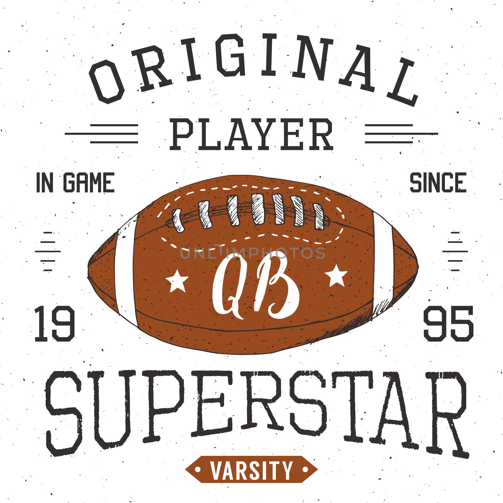 T-shirt design, Football quarterback superstar typography graphics, vector illustration by Lemon_workshop