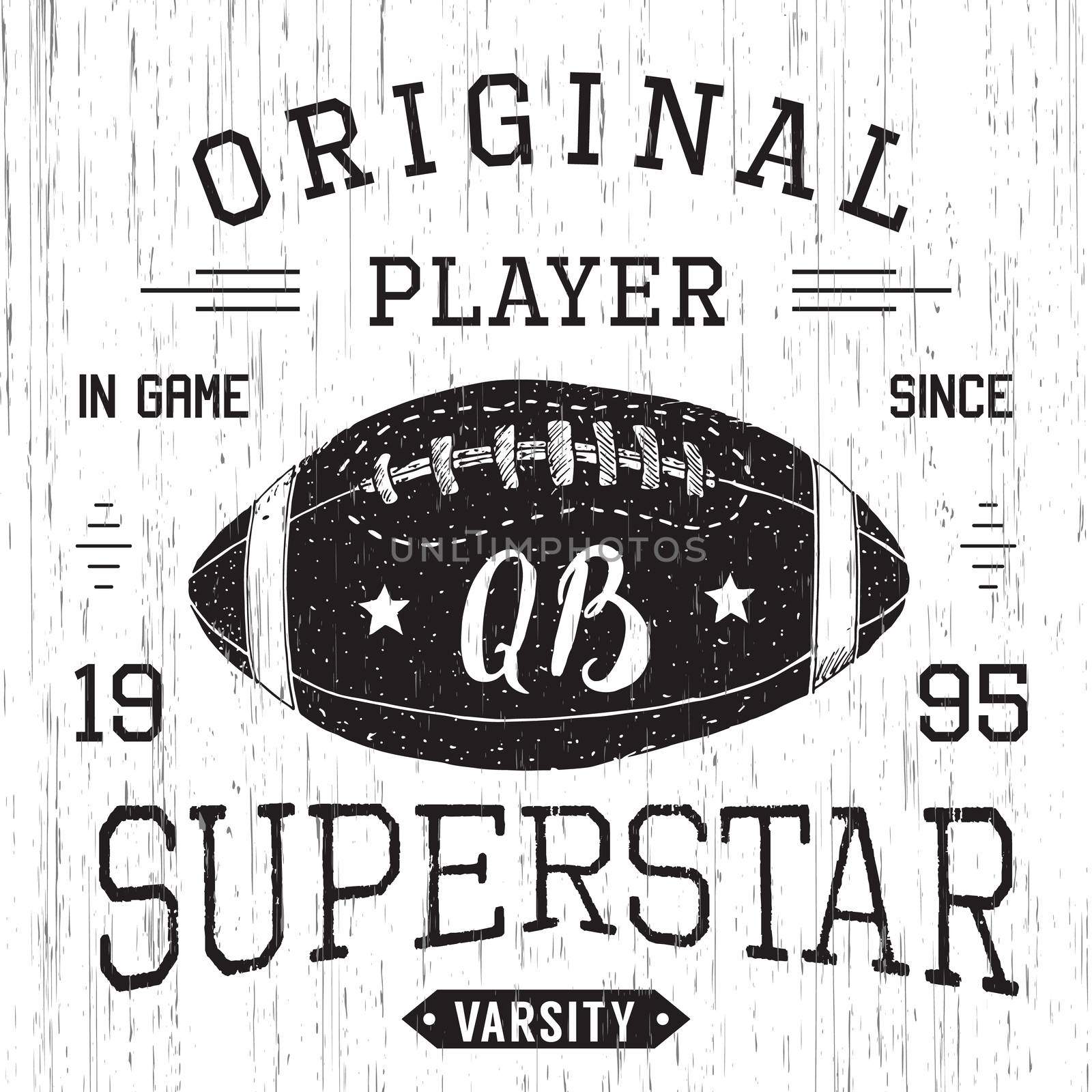 T-shirt design, Football quarterback superstar typography graphics, vector illustration by Lemon_workshop