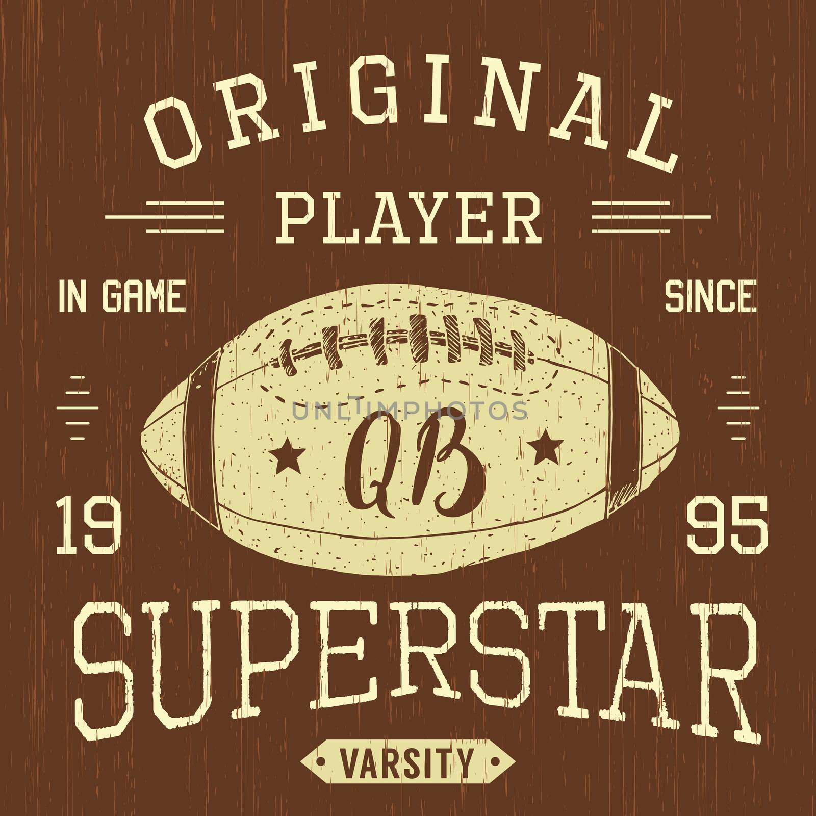 T-shirt design, Football quarterback superstar typography graphics, vector illustration .