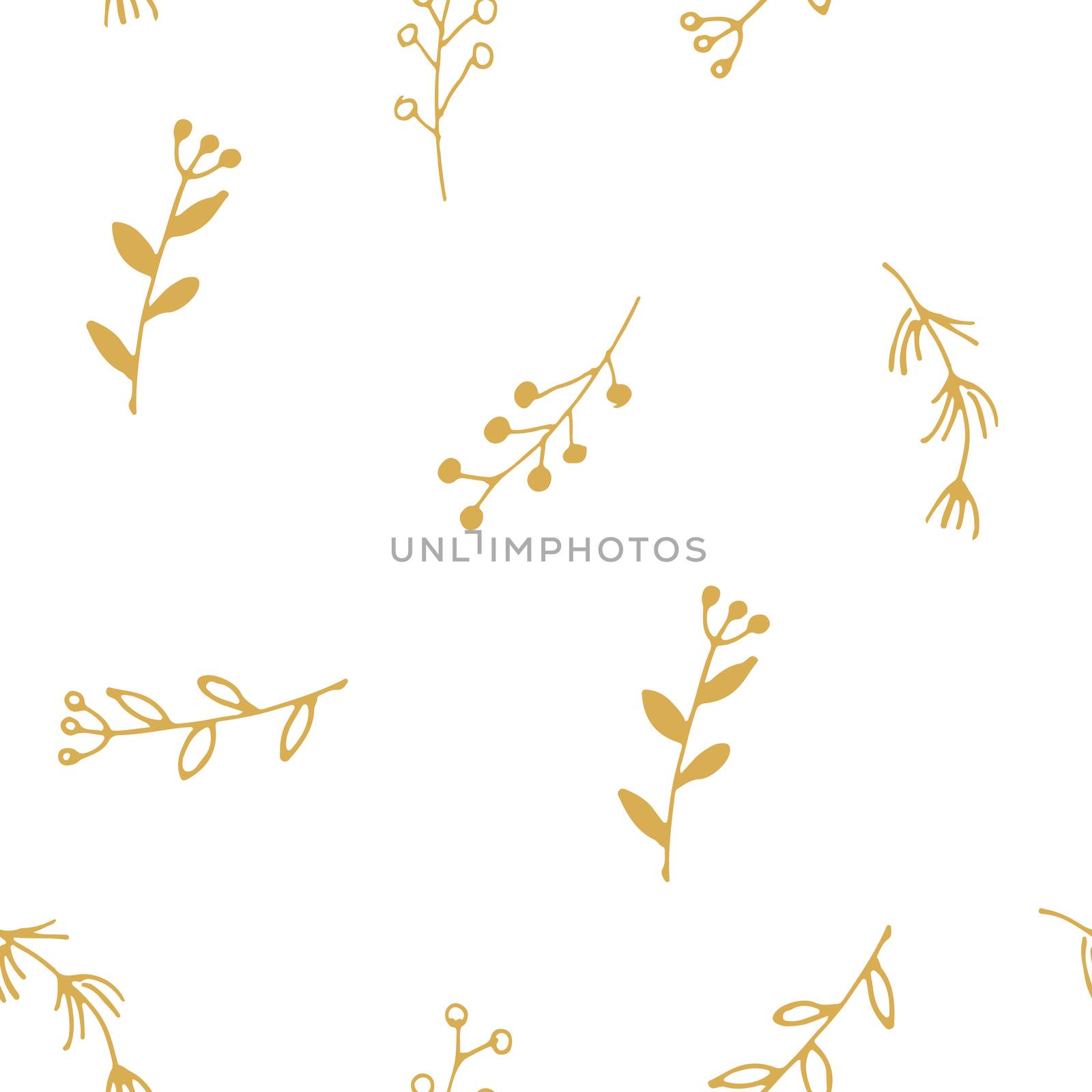 Branches hand drawn doodles Seamless Pattern, Christmas wreath decoration background. Vector illustration.