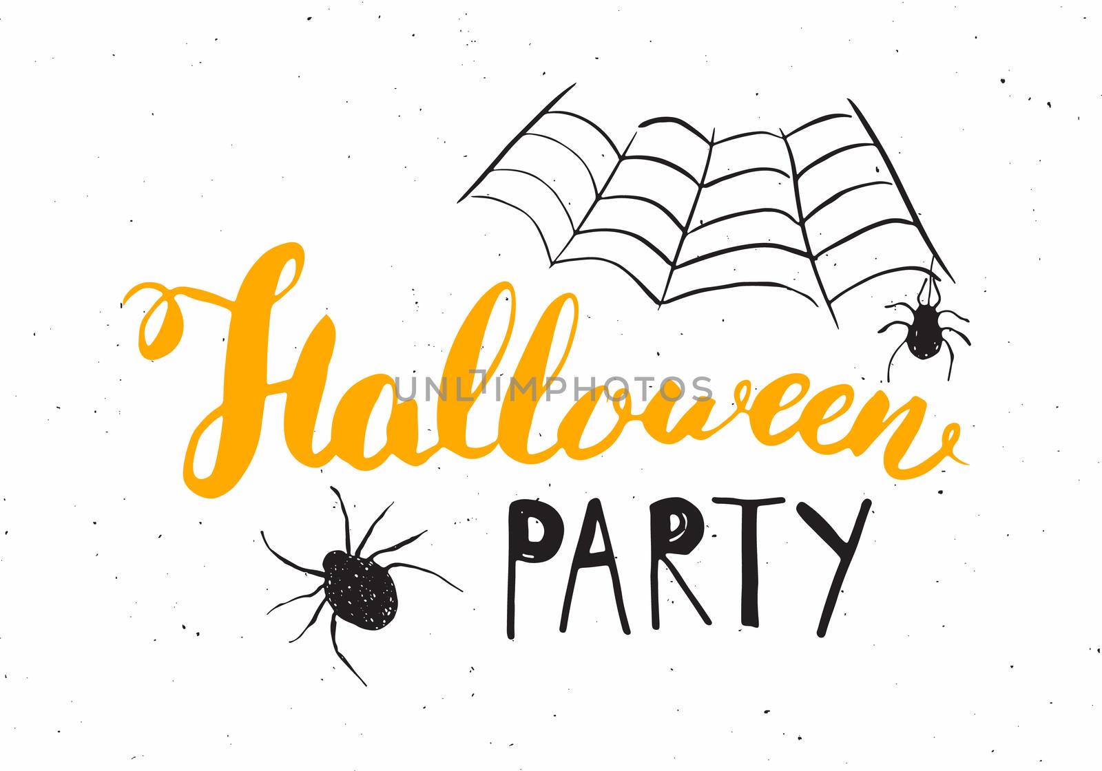 Halloween greeting card. Lettering calligraphy sign and hand drawn elements, party invitation or holiday banner design vector illustration.