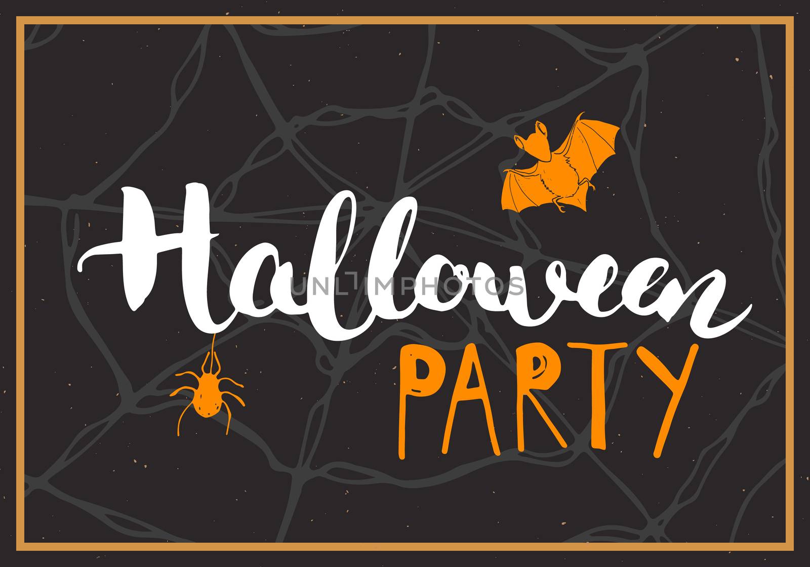 Halloween greeting card. Lettering calligraphy sign and hand drawn elements, party invitation or holiday banner design vector illustration.