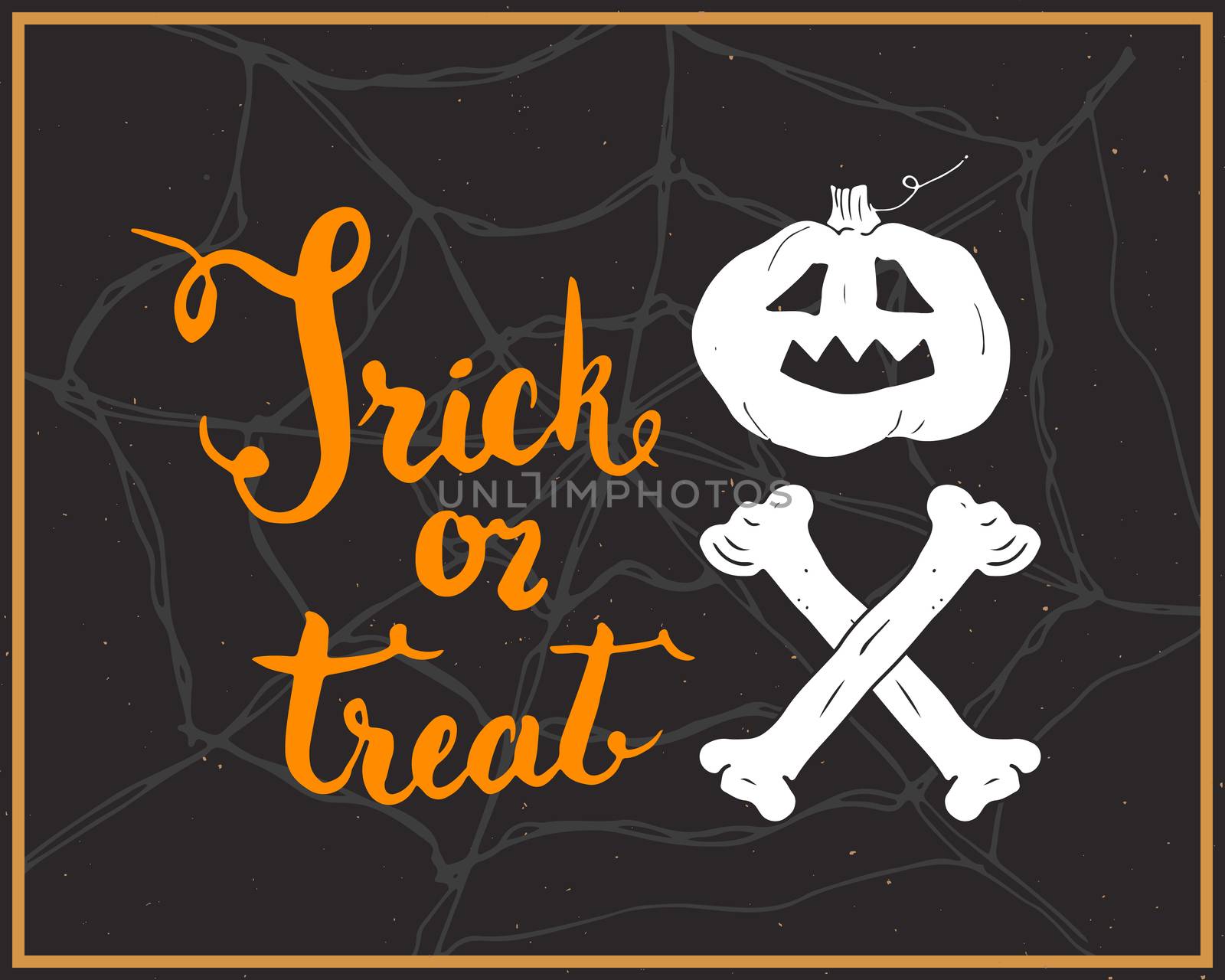 Halloween greeting card. Lettering calligraphy sign and hand drawn elements, party invitation or holiday banner design vector illustration.