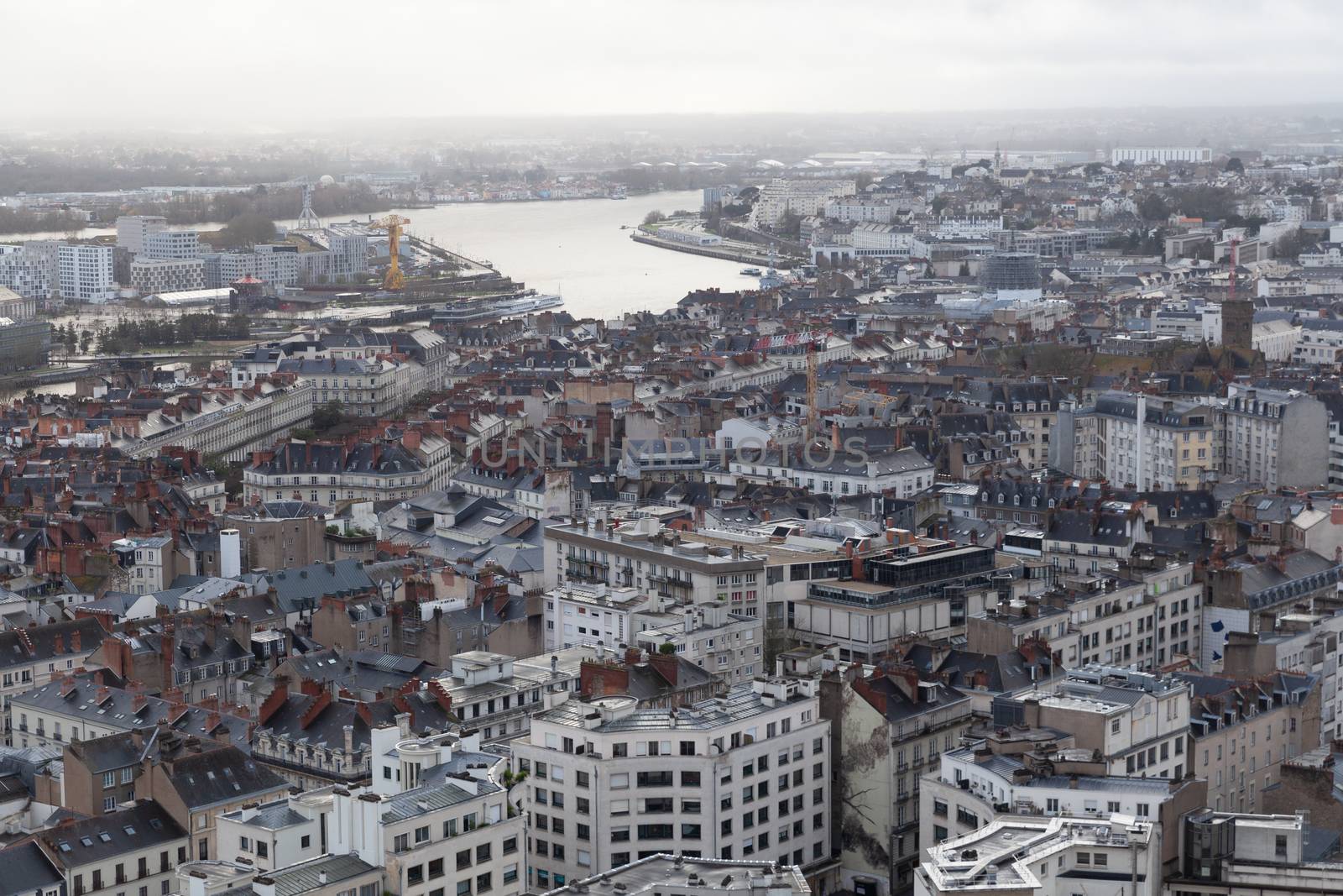 Aerial view of Nantes, France by vlad-m