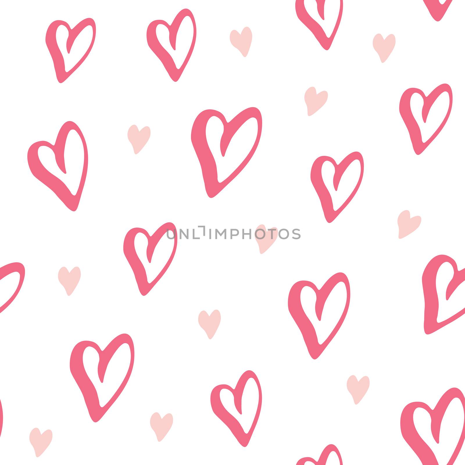 Heart symbol seamless pattern vector illustration. Hand drawn sketch doodle background. Saint Valentines Day or women's day background by Lemon_workshop