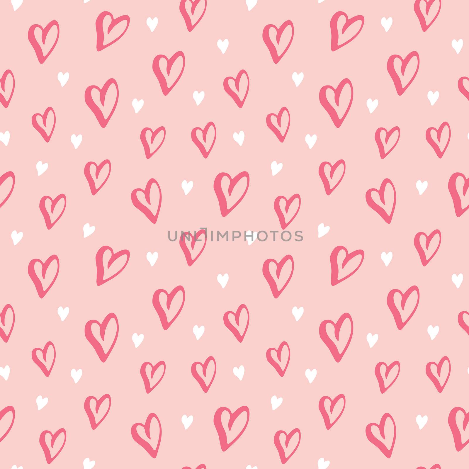 Heart symbol seamless pattern vector illustration. Hand drawn sketch doodle background. Saint Valentains Day or womens day background by Lemon_workshop