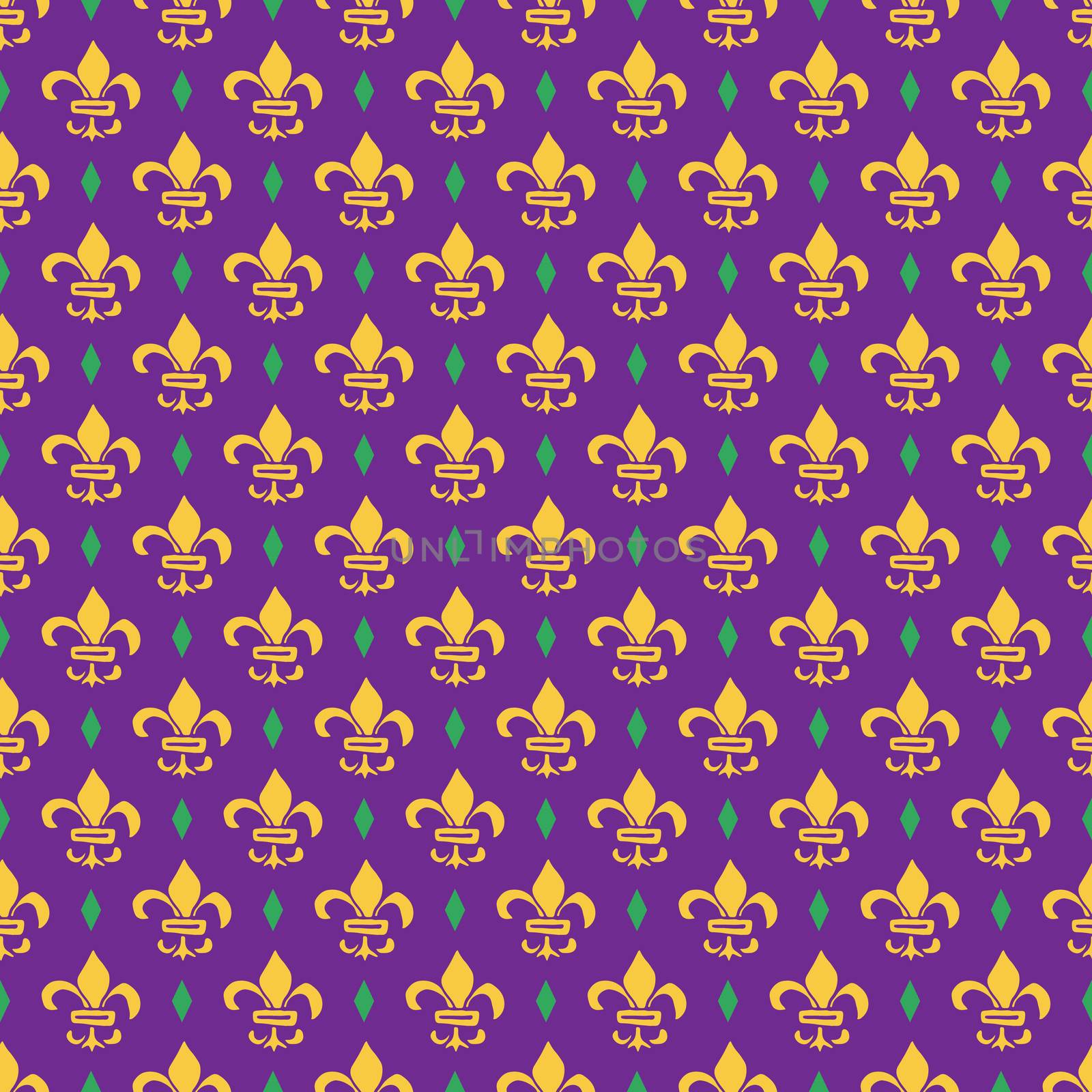 Mardi Gras seamless pattern vector illustration. Hand drawn sketched doodle Holyday elements and royal symbols, Vector illustration.