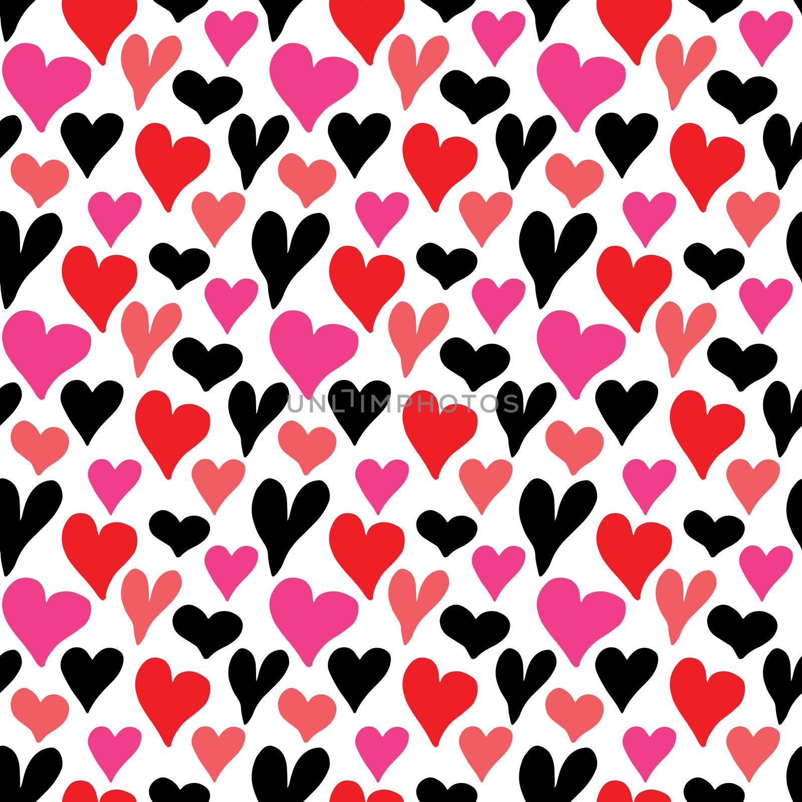 Heart symbol seamless pattern vector illustration. Hand drawn sketch doodle background. Saint Valentains Day or womens day background by Lemon_workshop