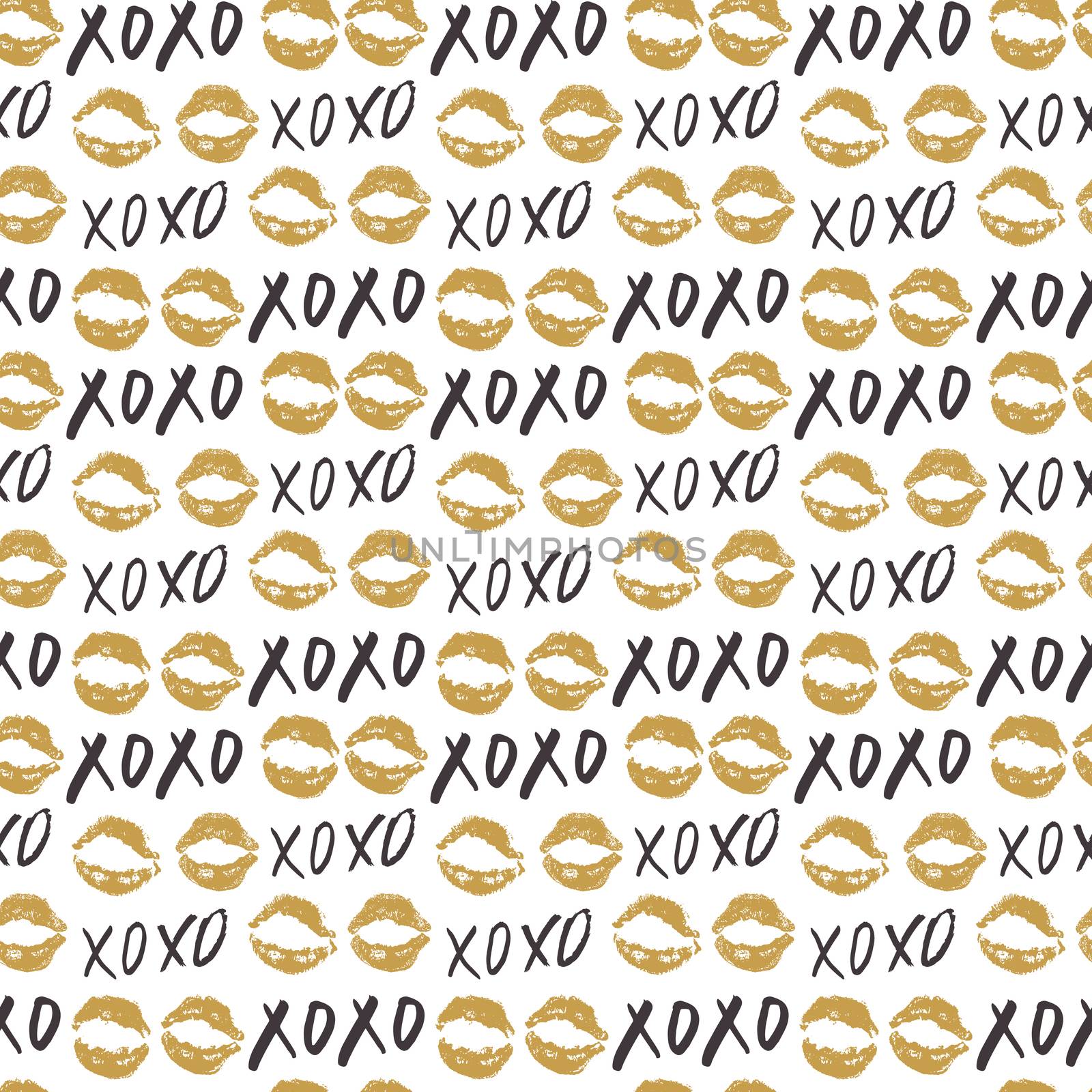 XOXO brush lettering signs seamless pattern, Grunge calligraphic hugs and kisses Phrase, Internet slang abbreviation XOXO symbols, vector illustration isolated on white background