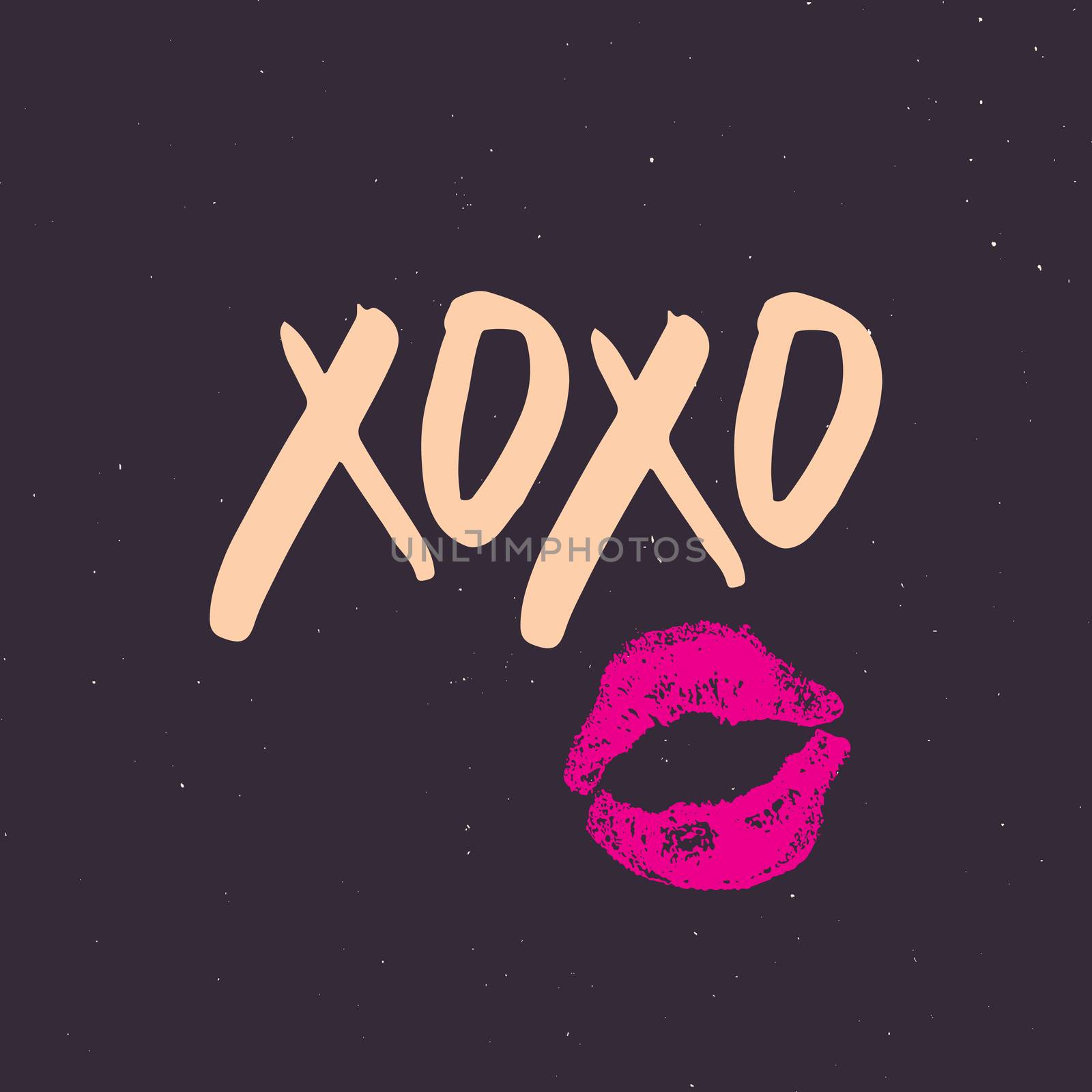 XOXO brush lettering sign, Grunge calligraphic hugs and kisses Phrase, Internet slang abbreviation XOXO symbols, vector illustration.