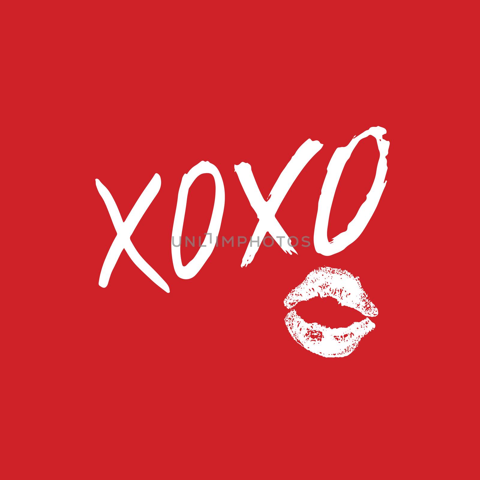 XOXO brush lettering sign, Grunge calligraphic hugs and kisses Phrase, Internet slang abbreviation XOXO symbols, vector illustration.