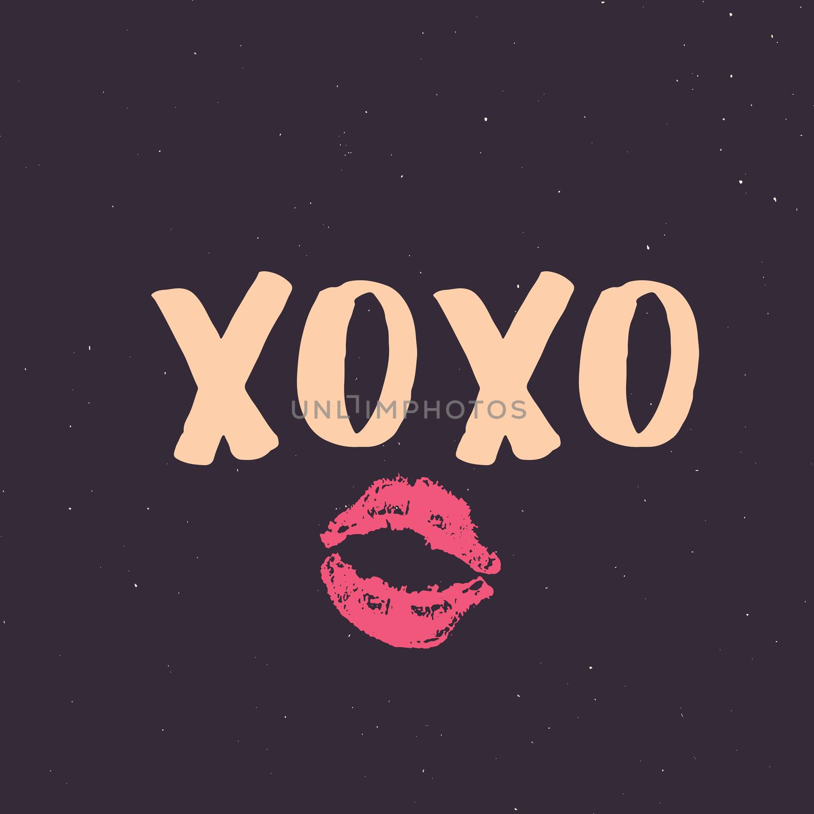 XOXO brush lettering sign, Grunge calligraphic hugs and kisses Phrase, Internet slang abbreviation XOXO symbols, vector illustration.