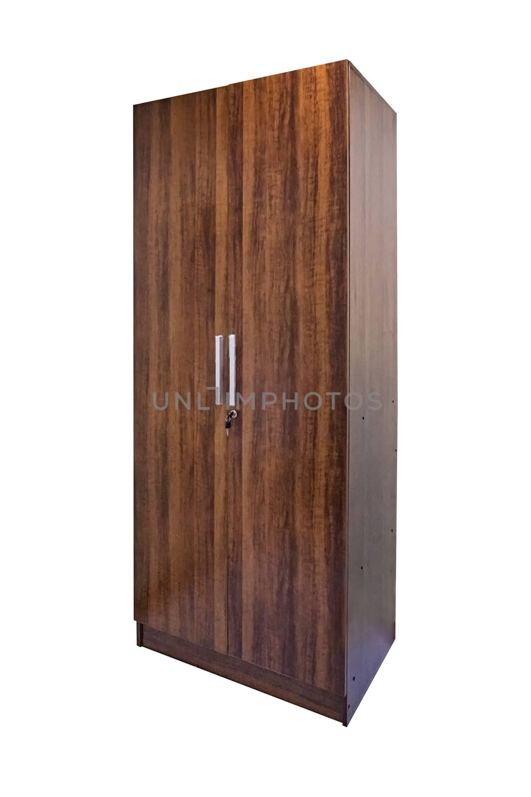 Wooden wardrobe isolated on white background, work with clipping path.