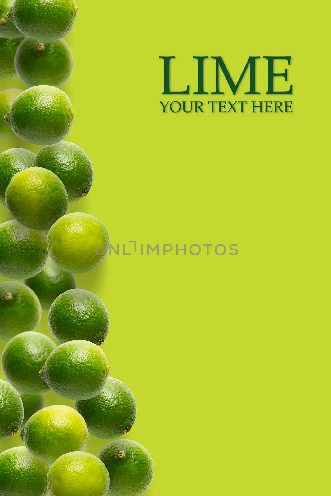 Creative layout made of lime on the white background. limes Flat lay modern design. Food concept. Lime green citrus Mockup concept. by PhotoTime