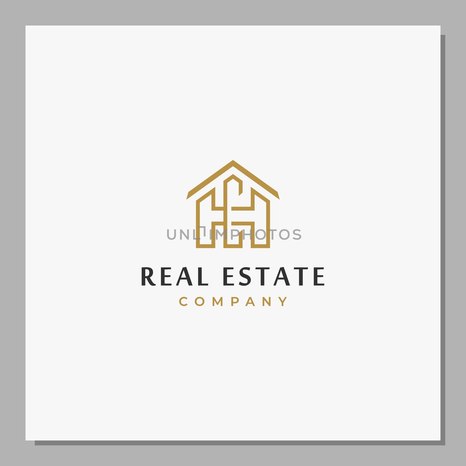 House real estate minimalist logo concept. letter HC monogram home. line art logotype stock illustration by IreIru