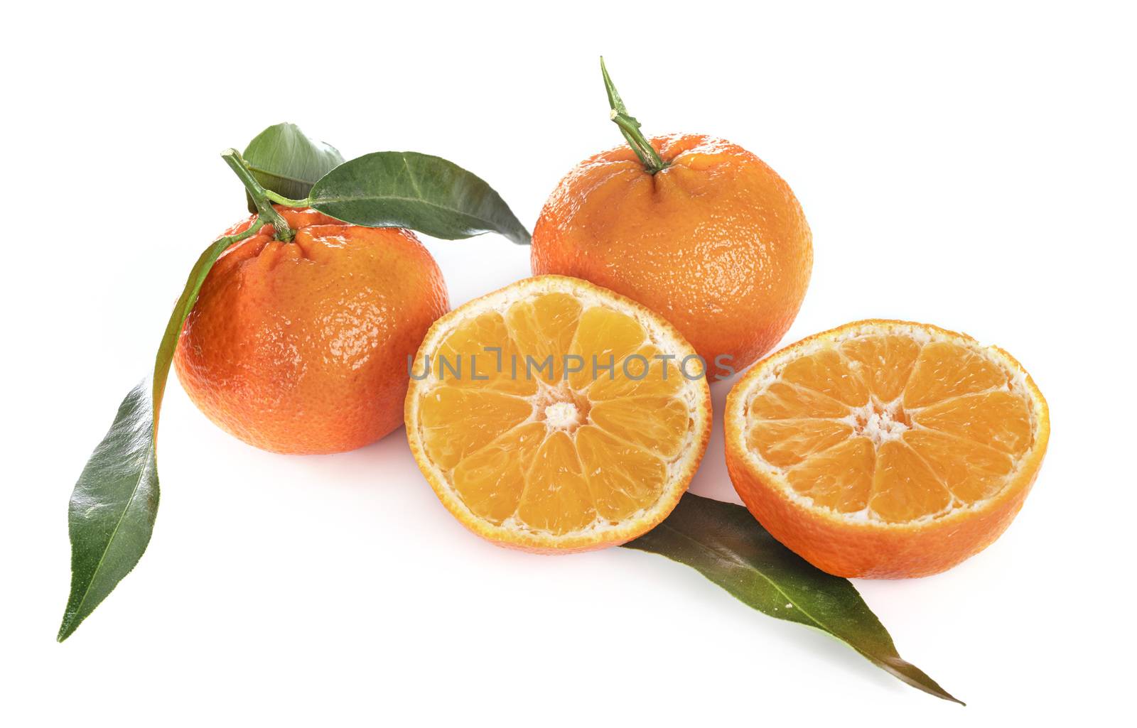 delicious Clementine in front of white background