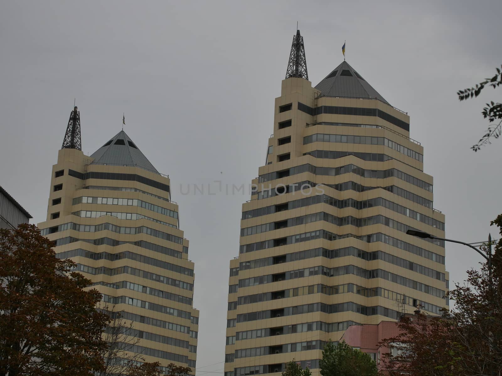 Dnipro, Ukraine - September 29, 2020: casual view on the streets architecture and building style at city center