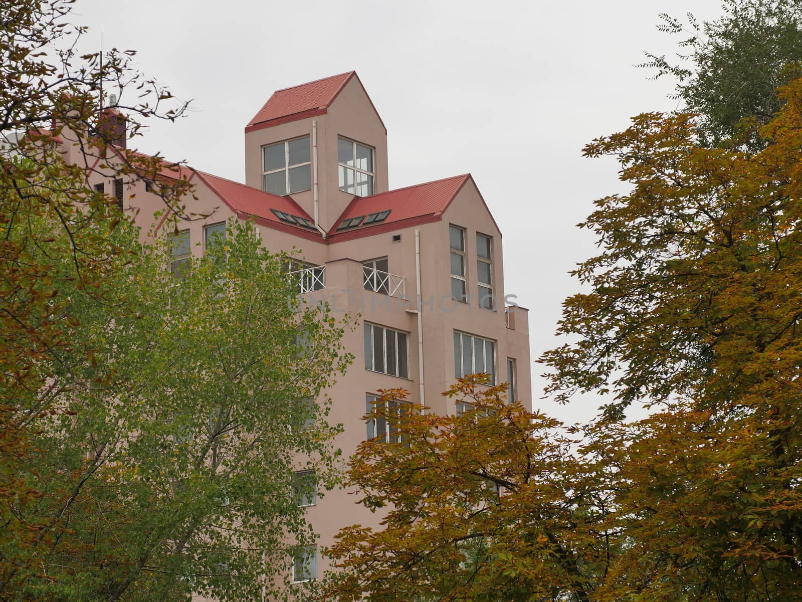 Dnipro, Ukraine - September 29, 2020: casual view on the streets architecture and building style at city center