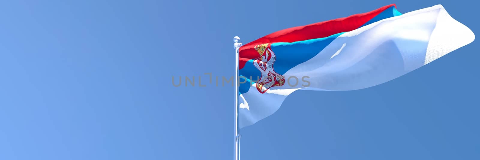 3D rendering of the national flag of Serbia waving in the wind by butenkow