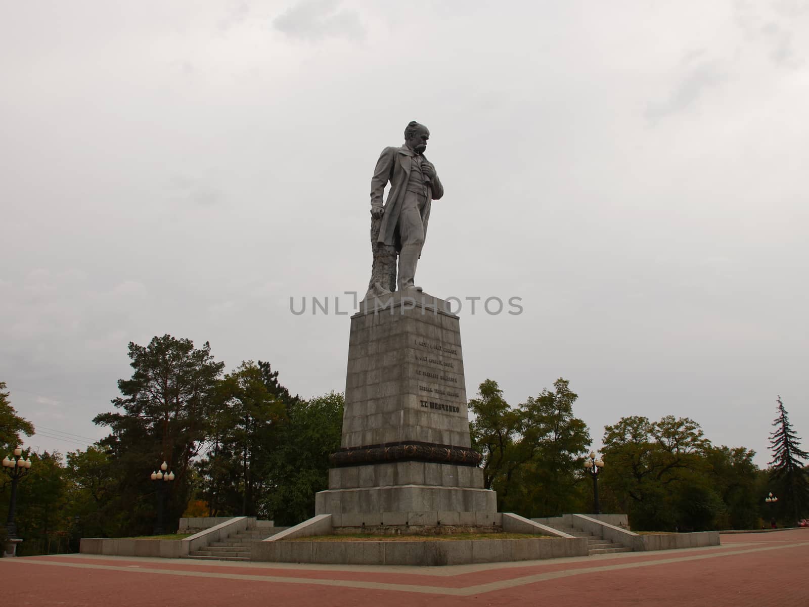 Dnipro, Ukraine - September 29, 2020: view on the monument of famous ukrainian poet Teras Shevchenko by VIIIPhoto