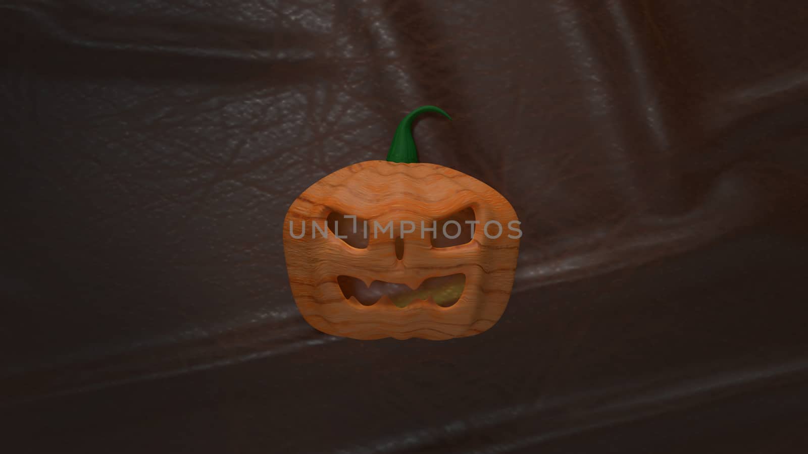  jack o lantern  on cow leather  background for halloween content 3d rendering.