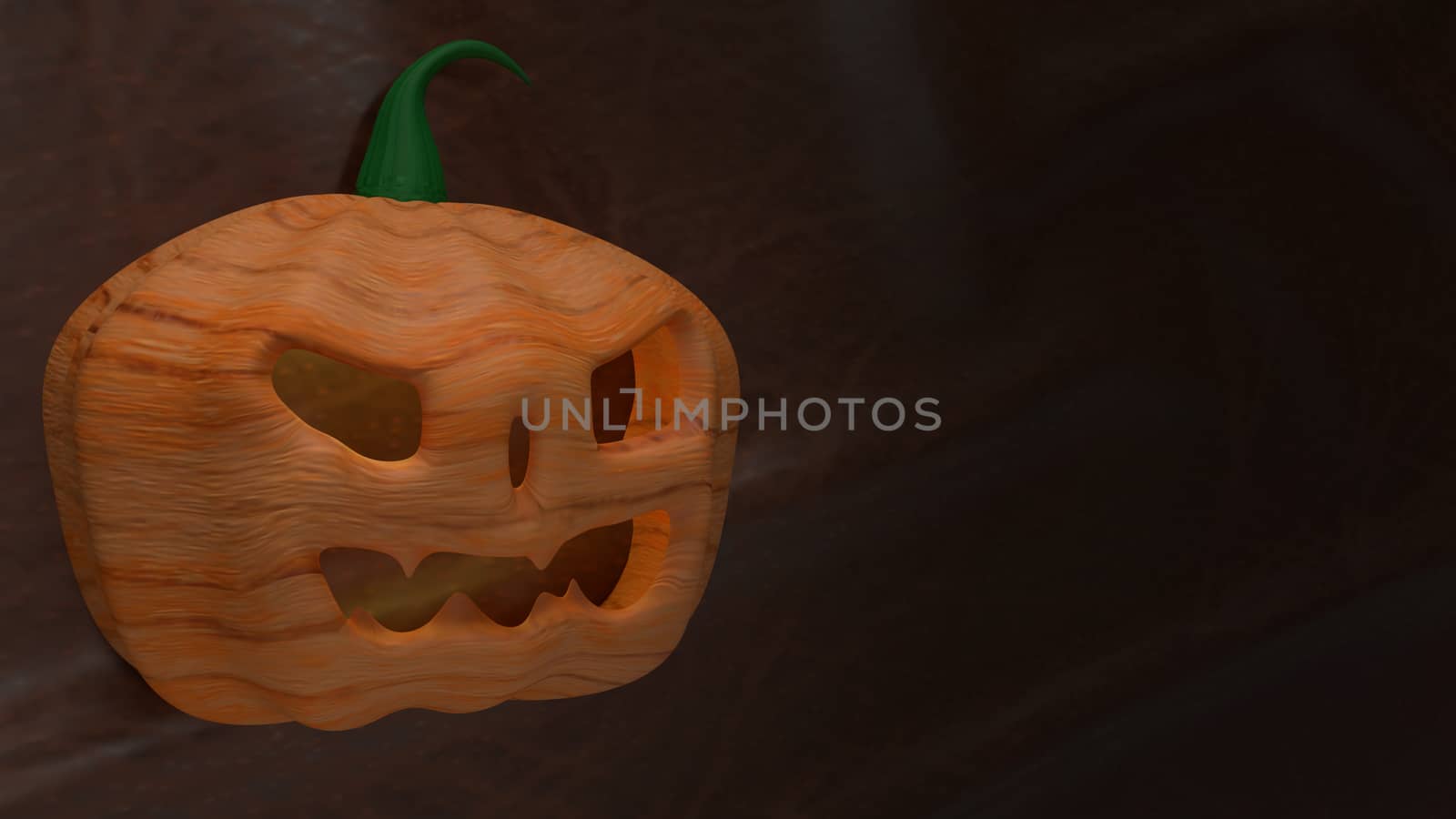  jack o lantern  on cow leather  background for halloween content 3d rendering.