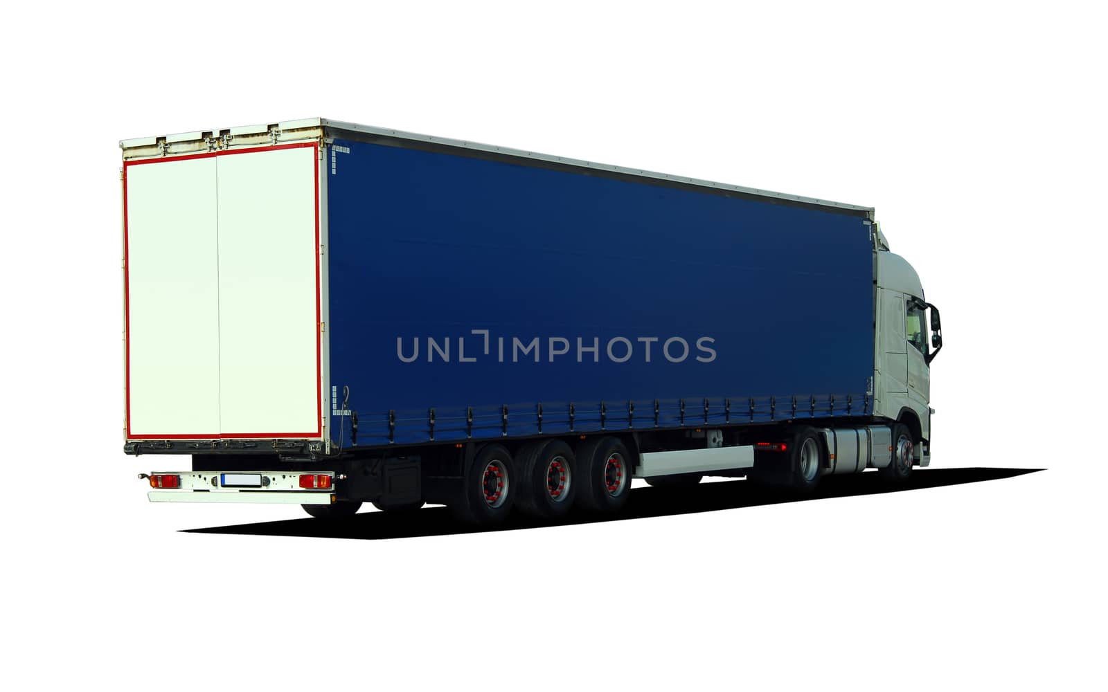 Large truck with semi-trailer on a white background