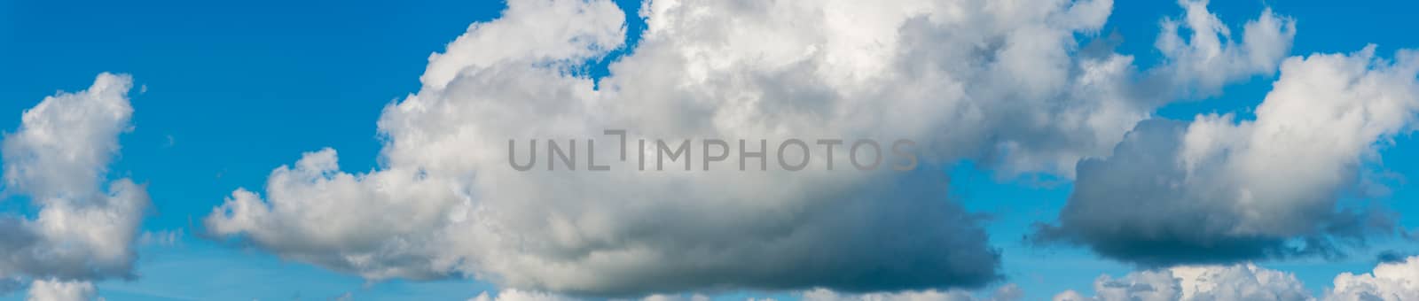 beautiful blue sky with white clouds in autumn UK