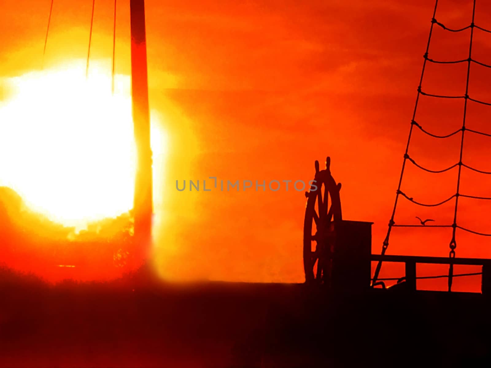 Sunset on a boat