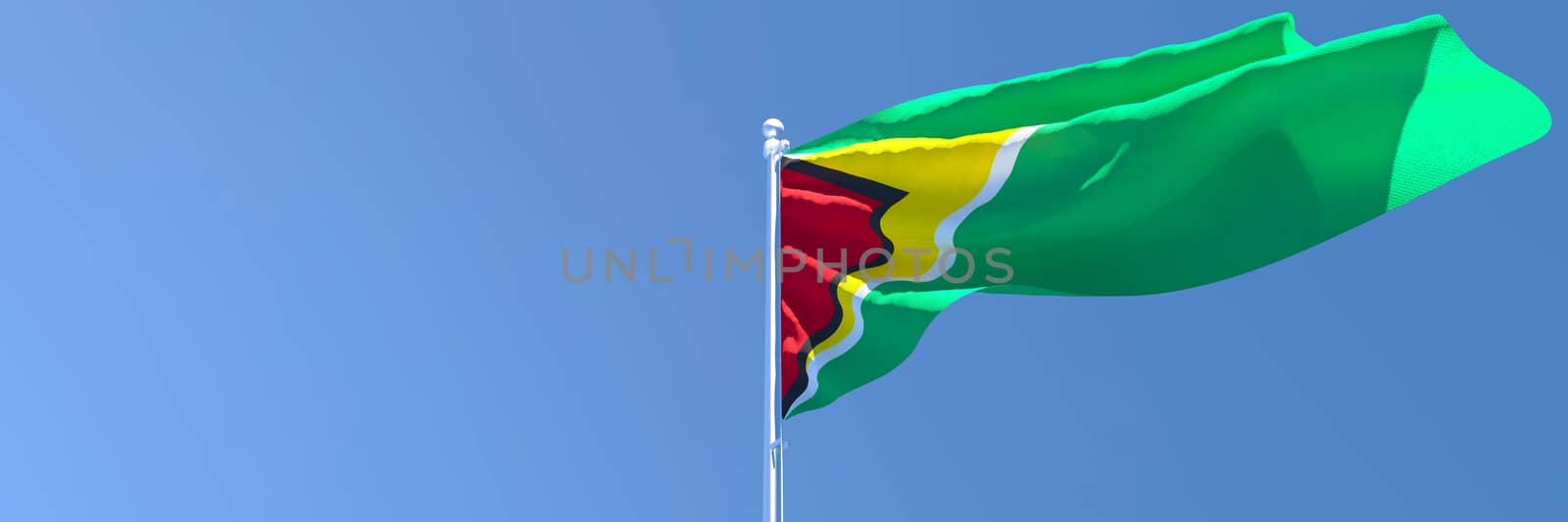 3D rendering of the national flag of Guyana waving in the wind by butenkow