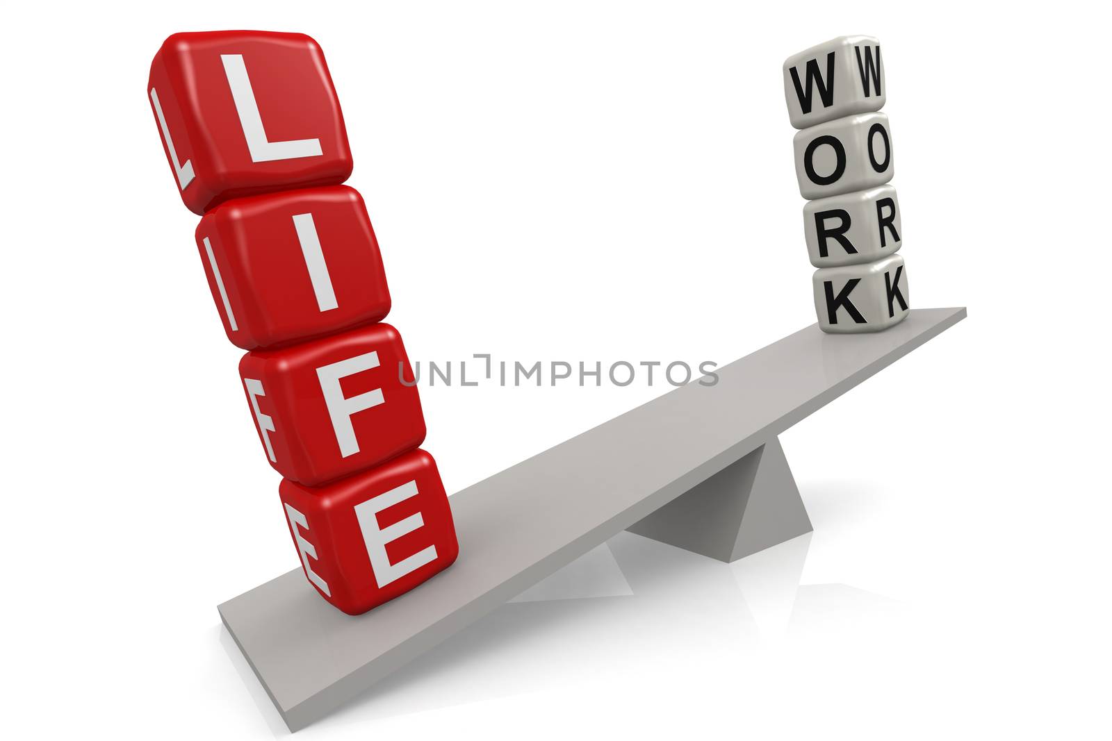 Work and life balance concept, 3D rendering