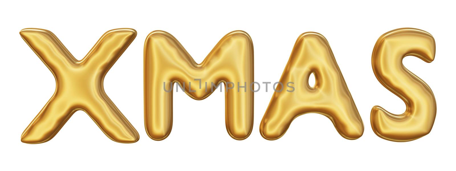 Gold xmas balloon isolated on white background 3d render