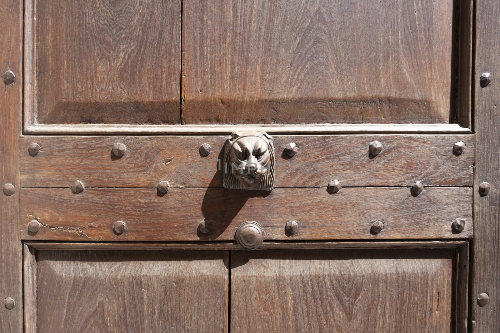 old ornate wooden door with beautiful carvings in italy