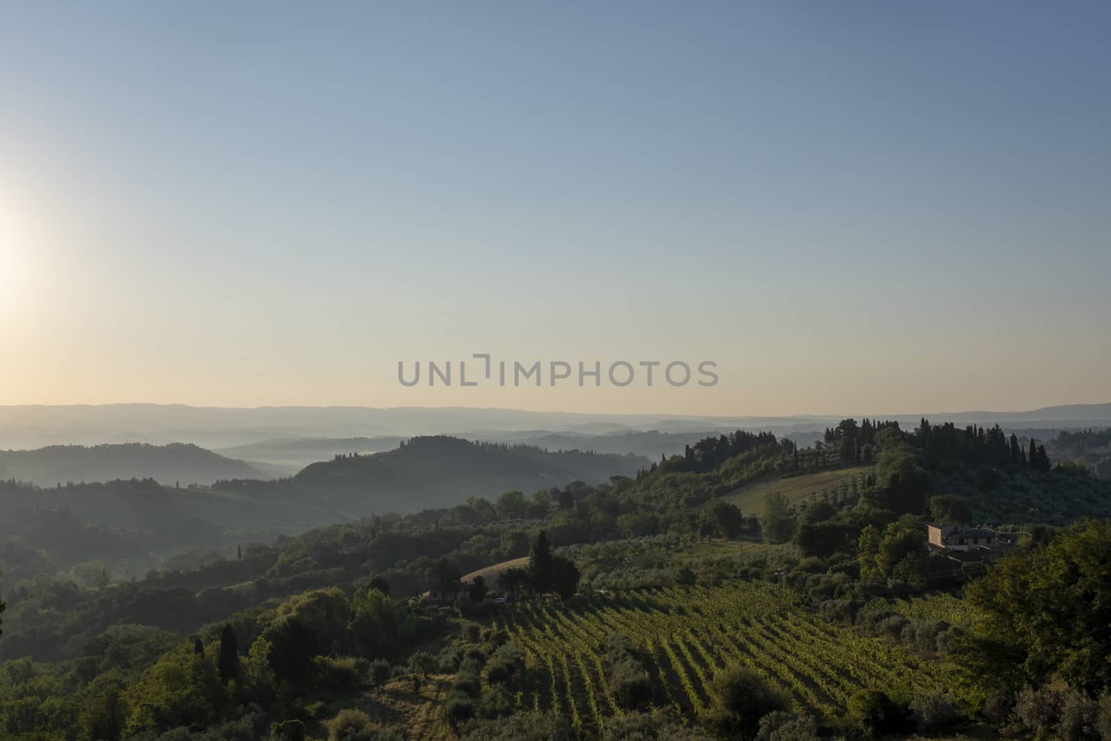 Countryside landscape in Tuscany region of Italy. Holiday setting.