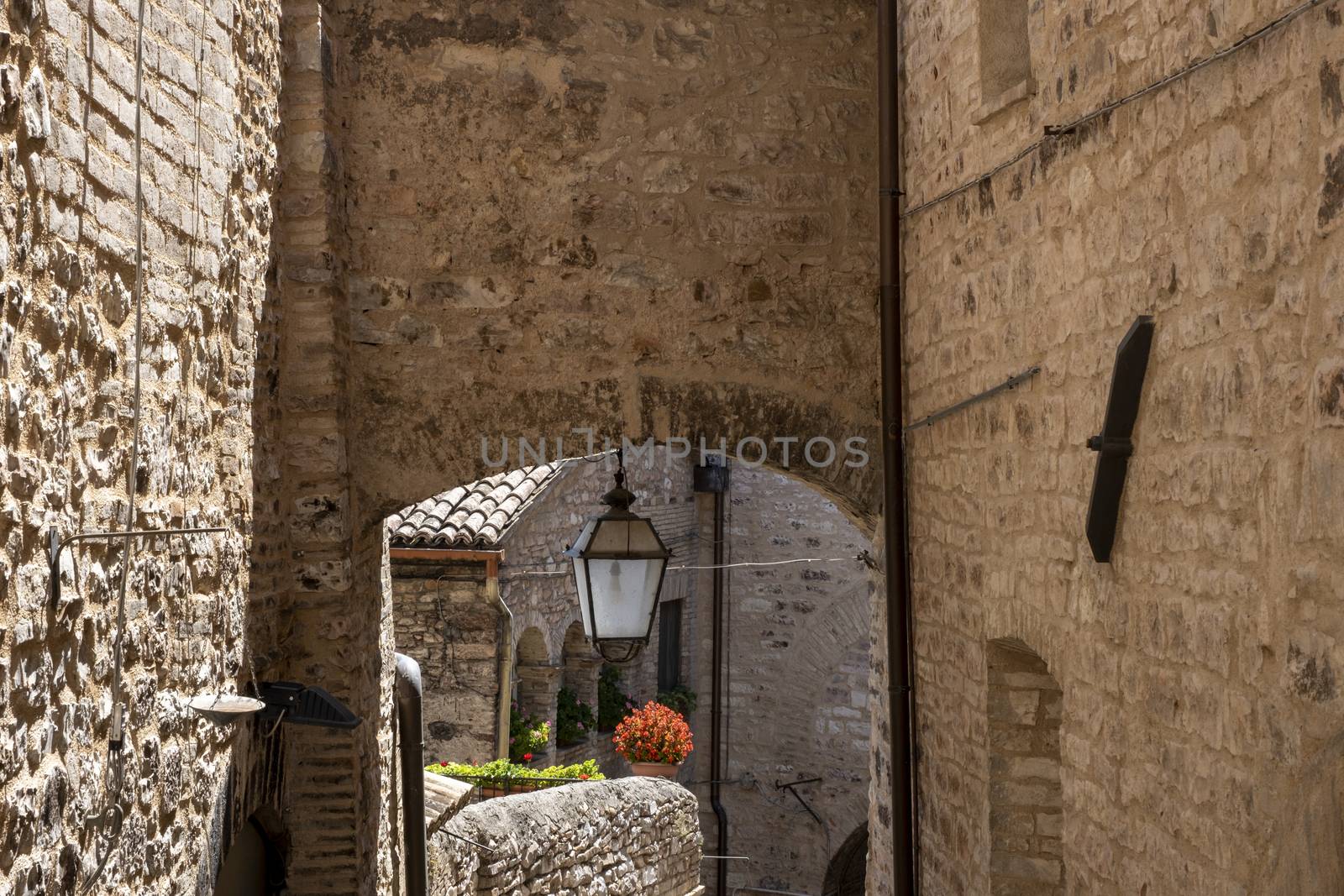 Narrow alley in tuscan village. antique italian lane, Tuscany, Italy by Tjeerdkruse