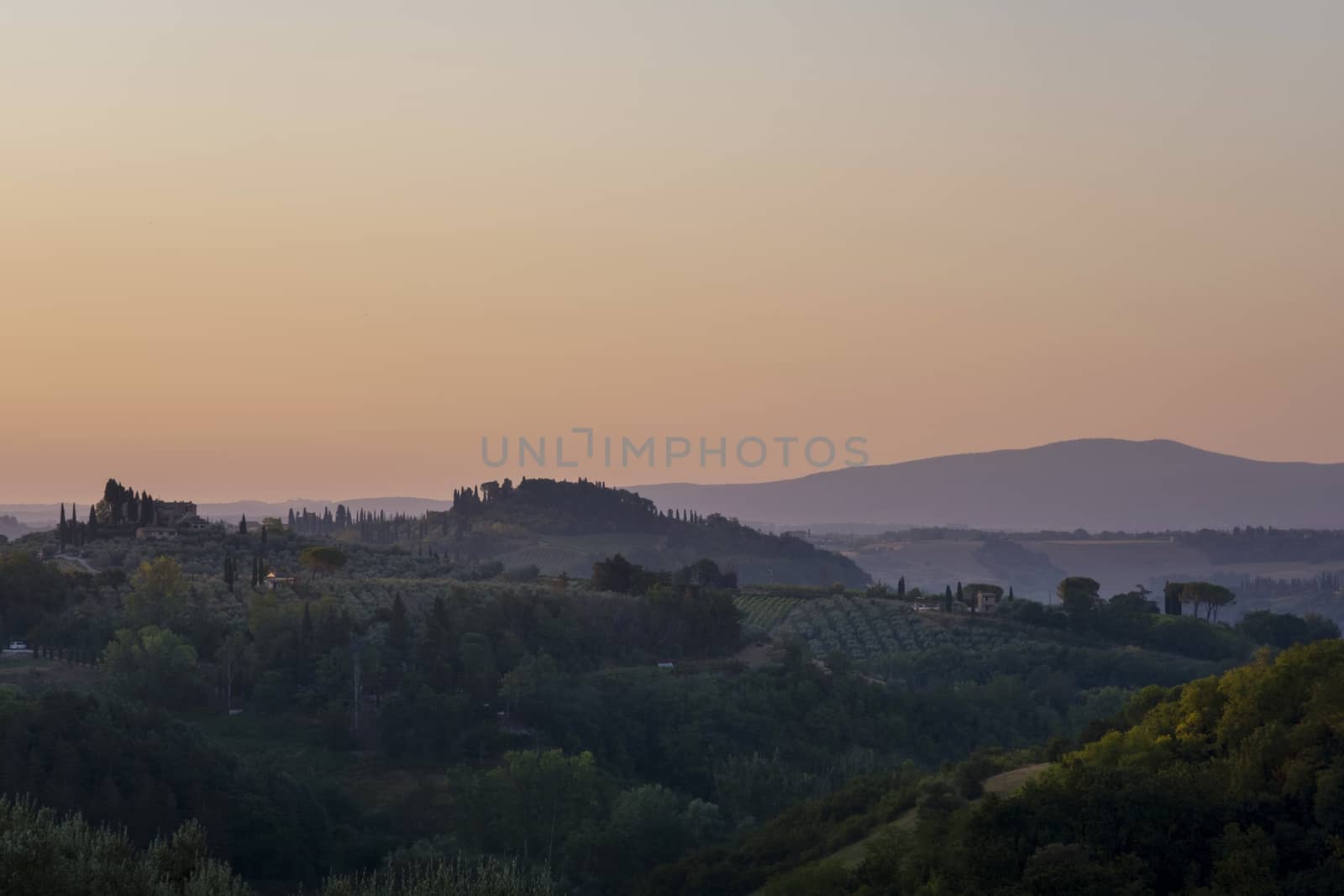 Landscape in Tuscany at sunset in summer by Tjeerdkruse