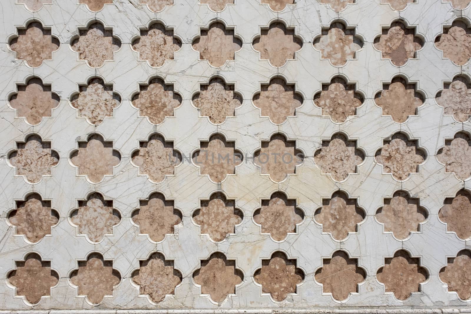 Side wall decorated with white stone of the Cathedral in Perugia, region of Umbria, Italy by Tjeerdkruse