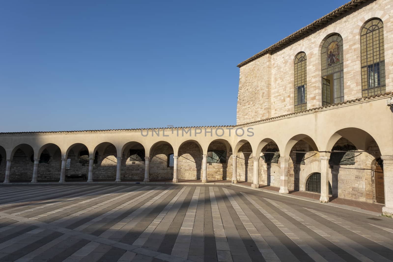 Assisi external of St. Francis basilica, one of the most important Italian religious sites.