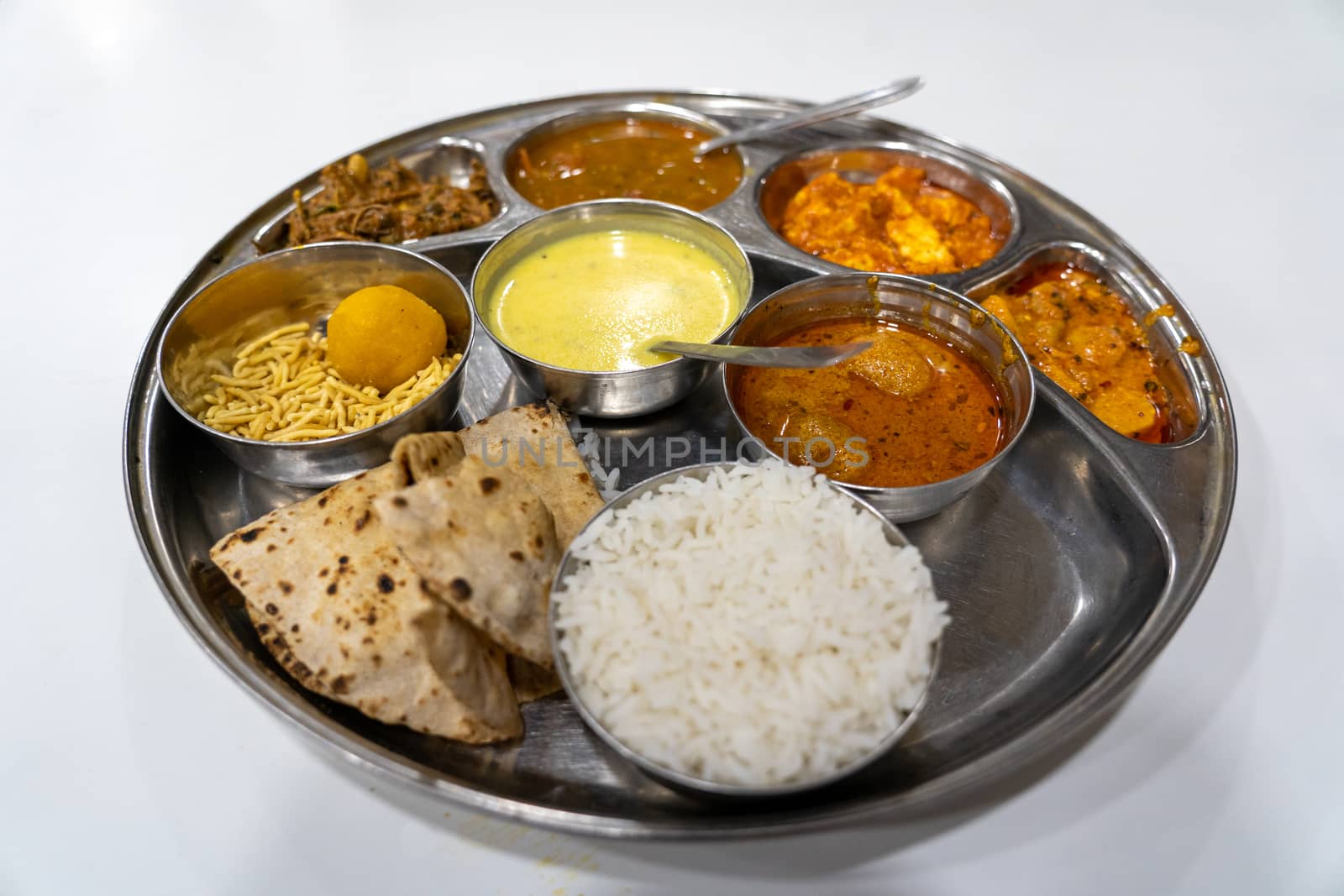 Typical indian food from Jaisalmer - thali rajasthani.