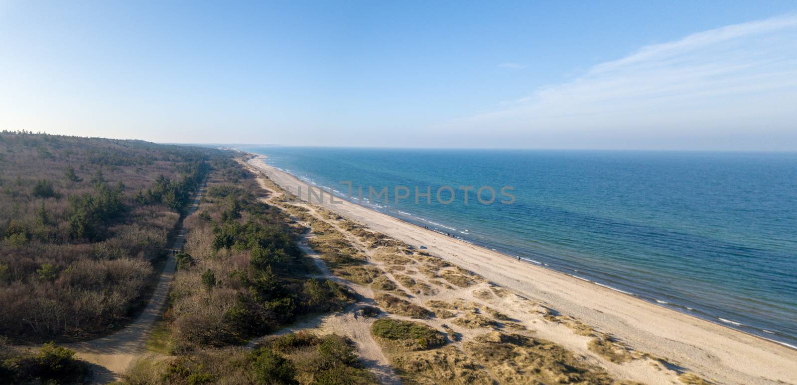 Aerial view of Tisvildeleje Beach, Denmark by oliverfoerstner