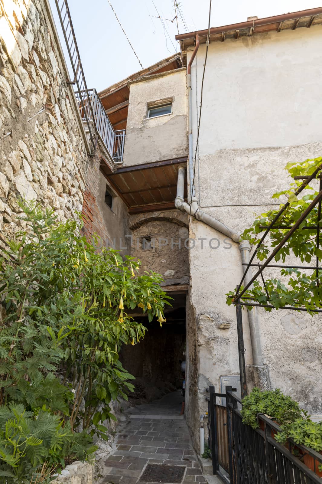 miranda,italy october 01 2020:architecture of alleys, squares and buildings in the town of Miranda in the province of Terni