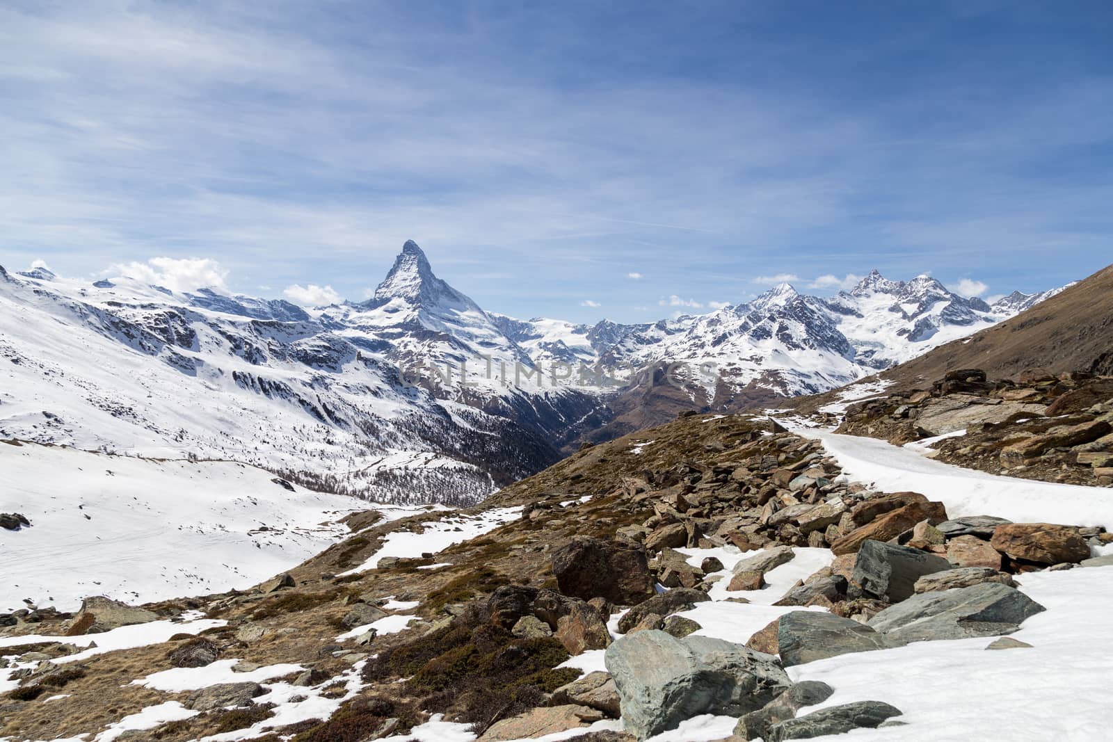 View of the Swiss Alps with the famous Matterhorn