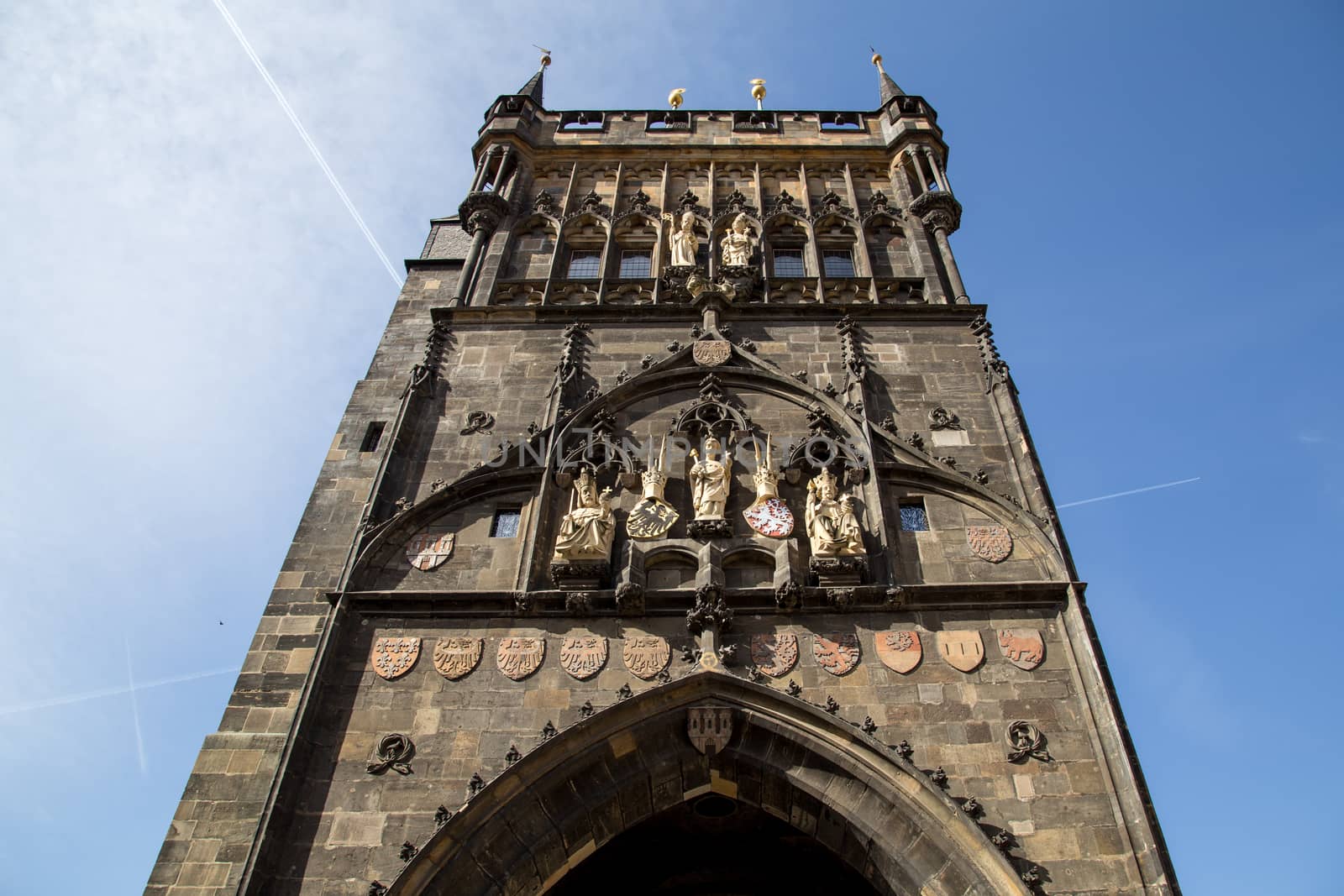 Prague, Czech Republic - March 16, 2017: The Old Town Bridge Tower at Charles Bridge