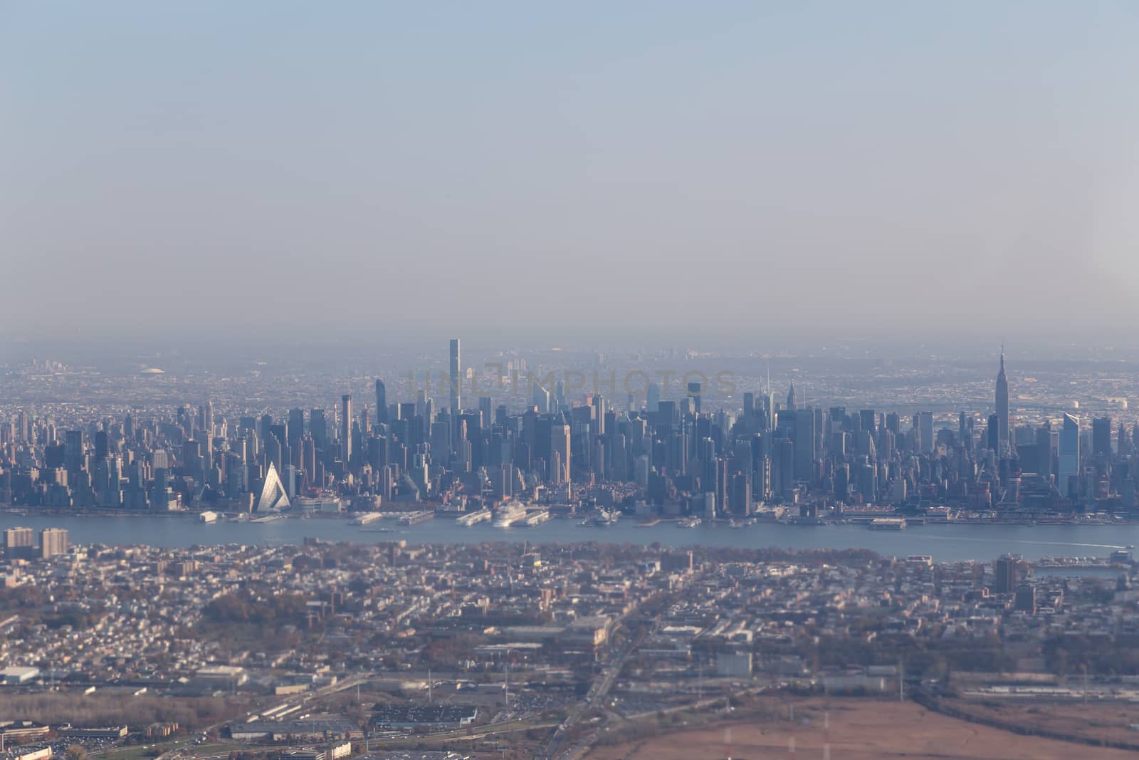 Aerial view of the skyline of Midtown Manhattan skyline in New York, USA