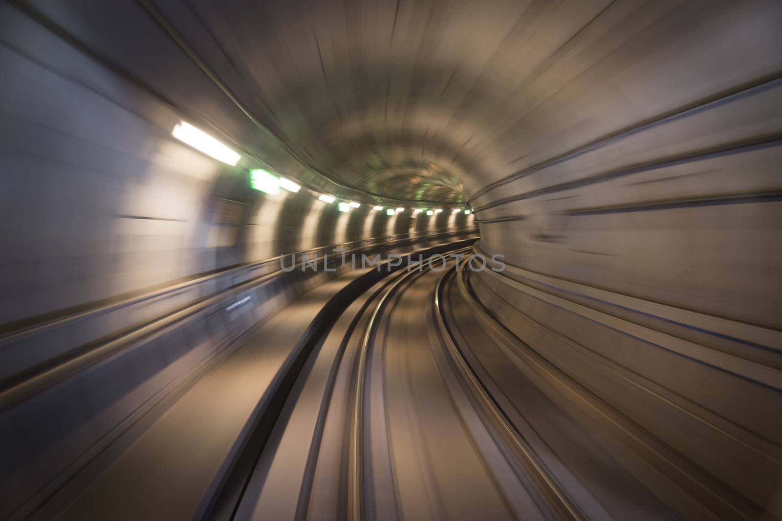 Blurred motion of metro tunnel in Copenhagen