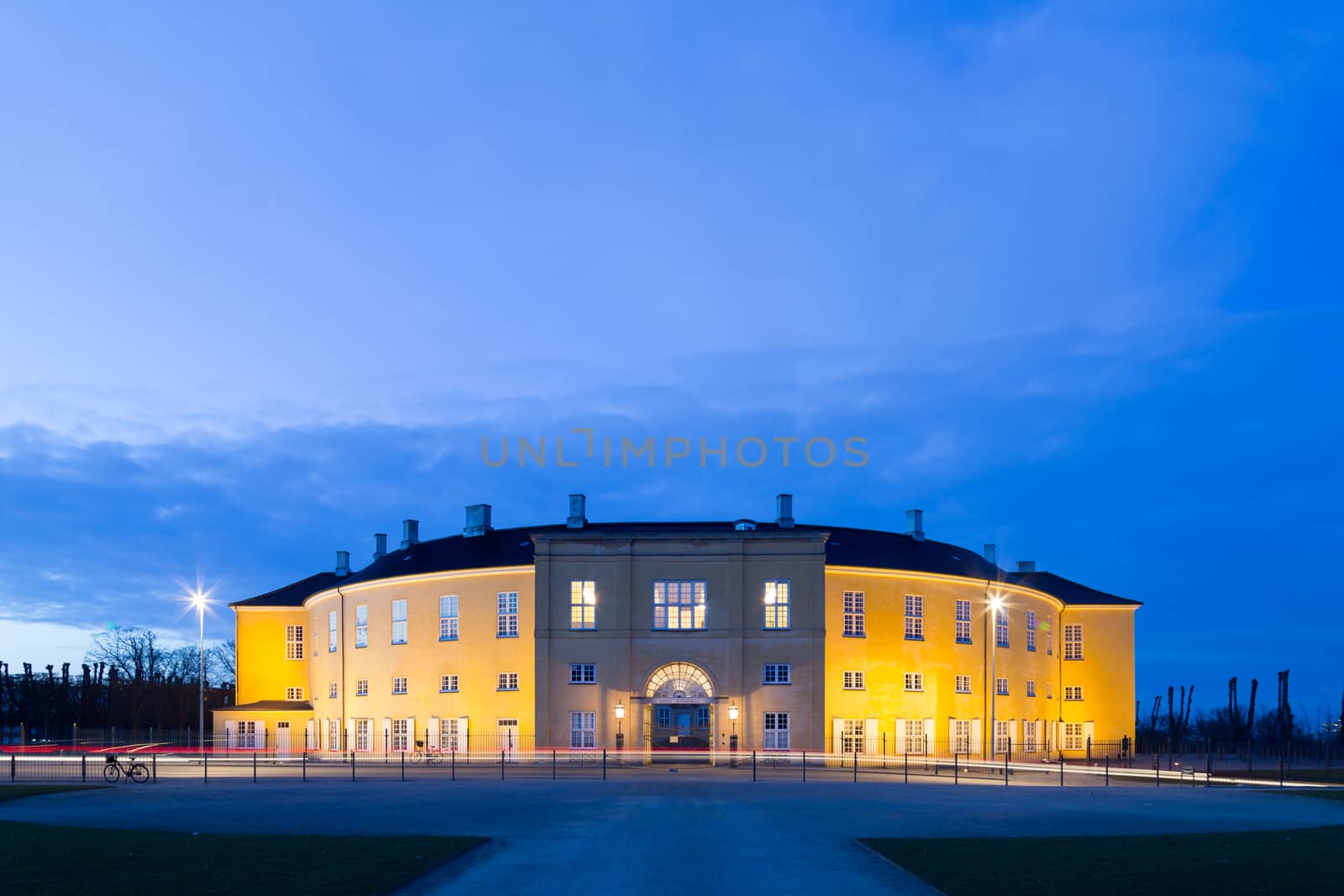 Frederiksberg, Denmark - March 21, 2016: Frederiksberg castle in Frederiksberg Park by night.