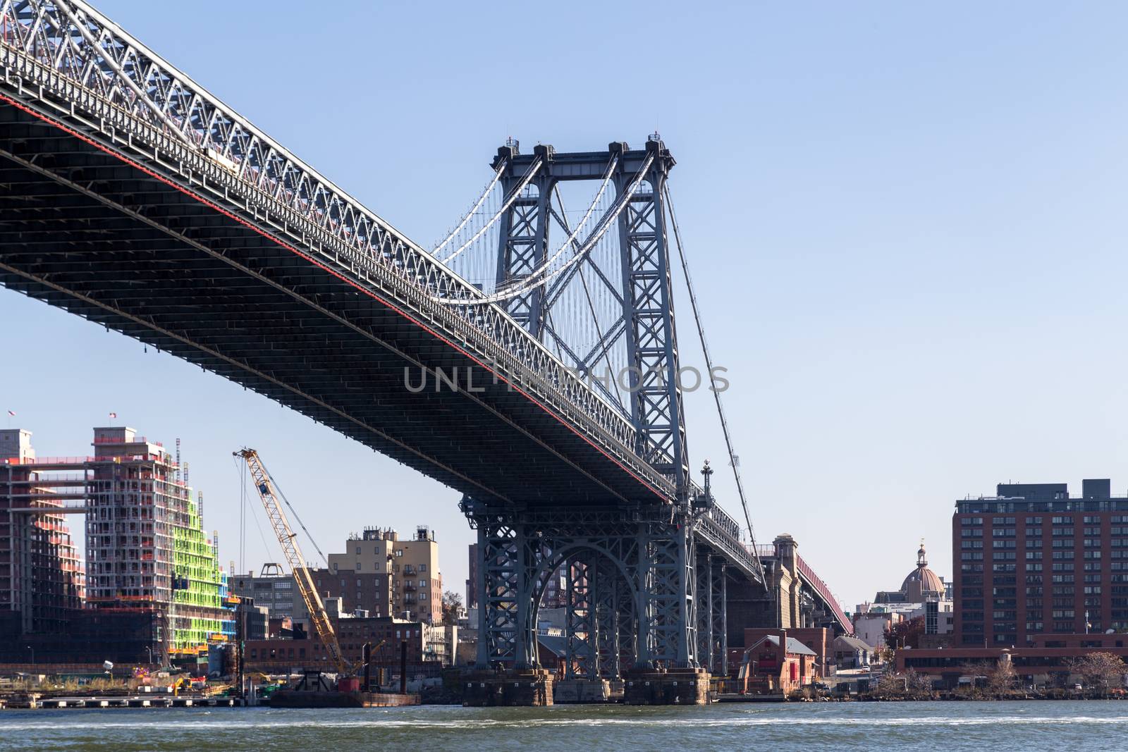 View of Williamsburg Bridge towards Brooklyn in New York City