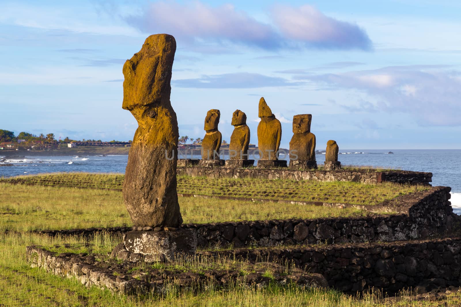 The moais at Ahu Tahai on Easter Island in Chile