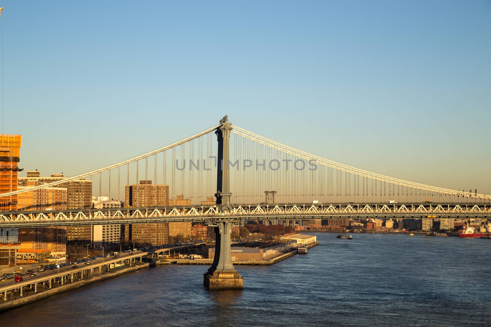 One of the pillars of Manhattan Bridge in New York City